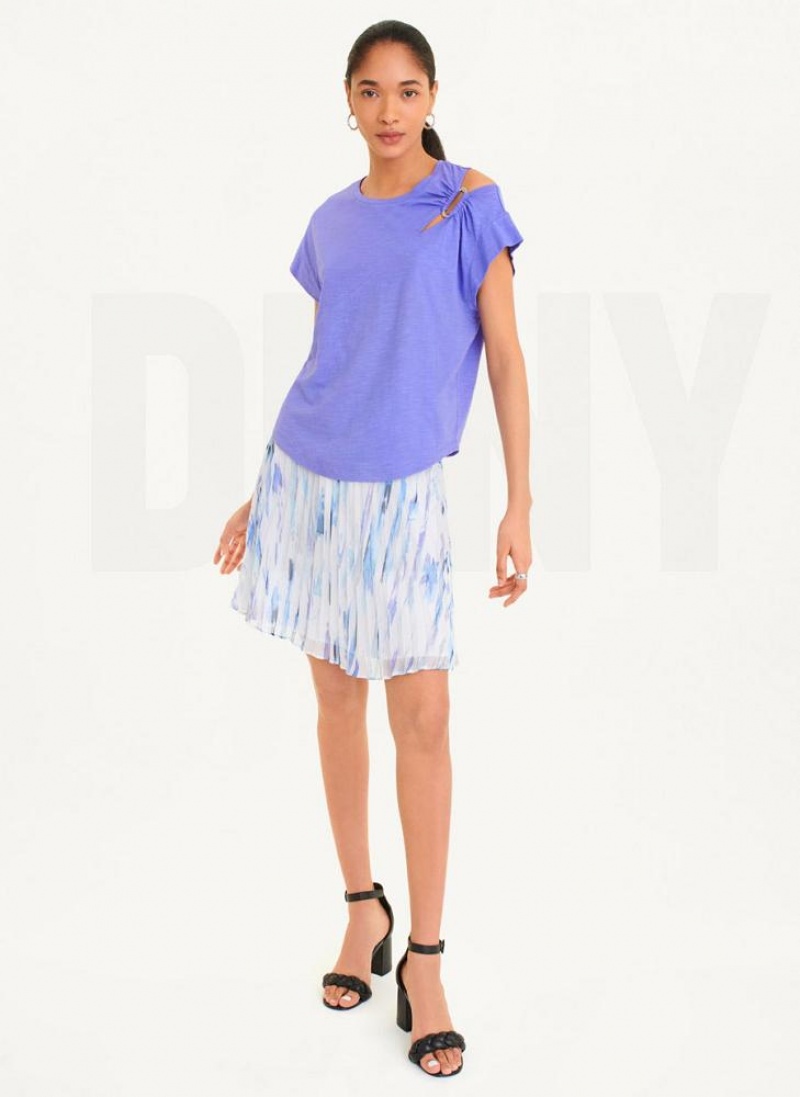 μπλουζακια DKNY Shoulder Cut Out γυναικεια μπλε | Greece_D0450