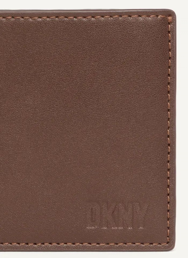 πορτοφολια DKNY Side Fold ανδρικα καφε | Greece_D1472