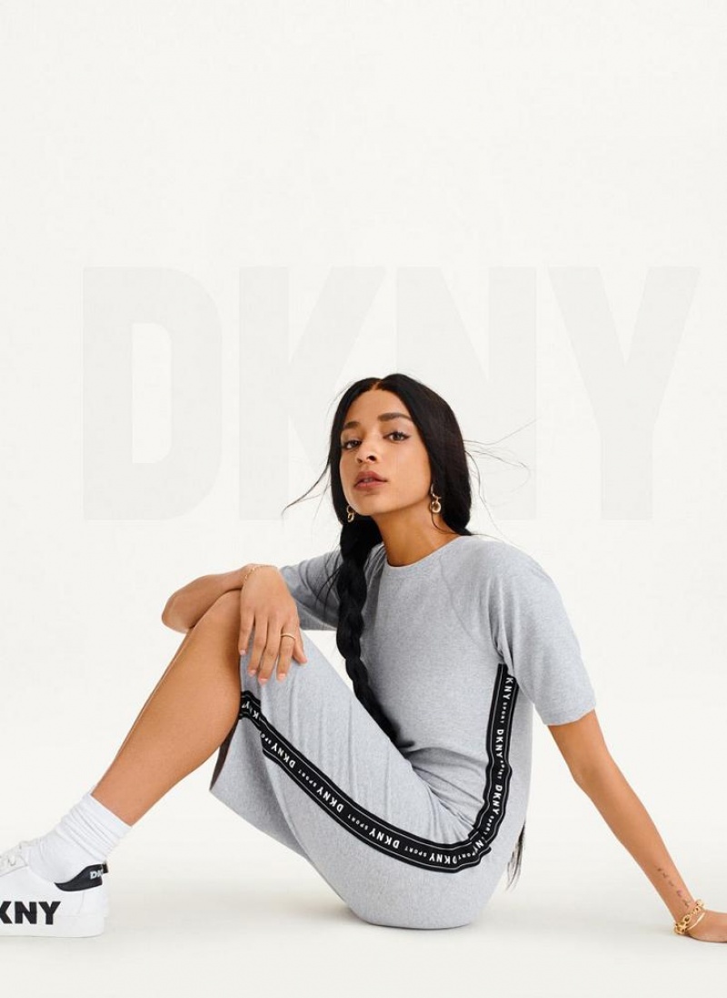 Φορεμα DKNY Side Logo Taping γυναικεια γκρι | Greece_D1563