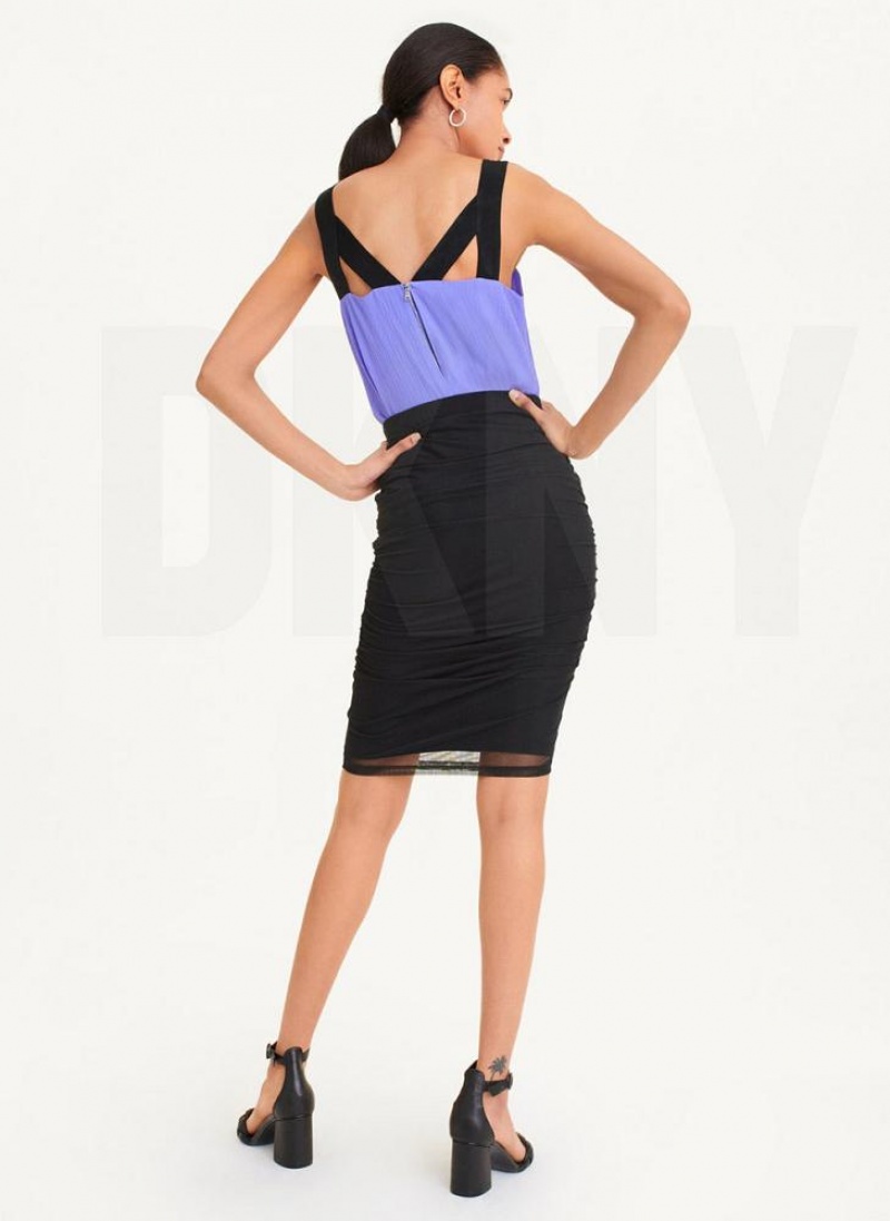 φουστεσ DKNY Side Ruch Mesh γυναικεια μαυρα | Greece_D0696