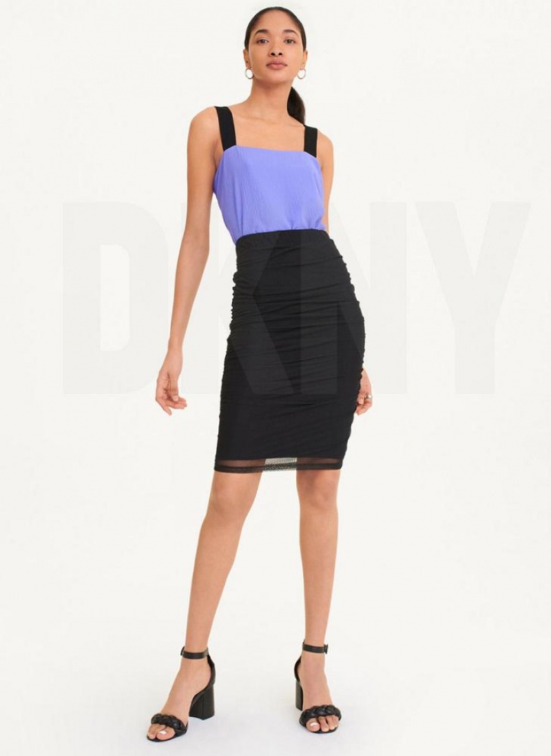 φουστεσ DKNY Side Ruch Mesh γυναικεια μαυρα | Greece_D0696