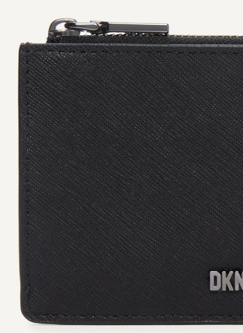 πορτοφολια DKNY Sidney Key Card Case γυναικεια μαυρα γκρι | Greece_D0614