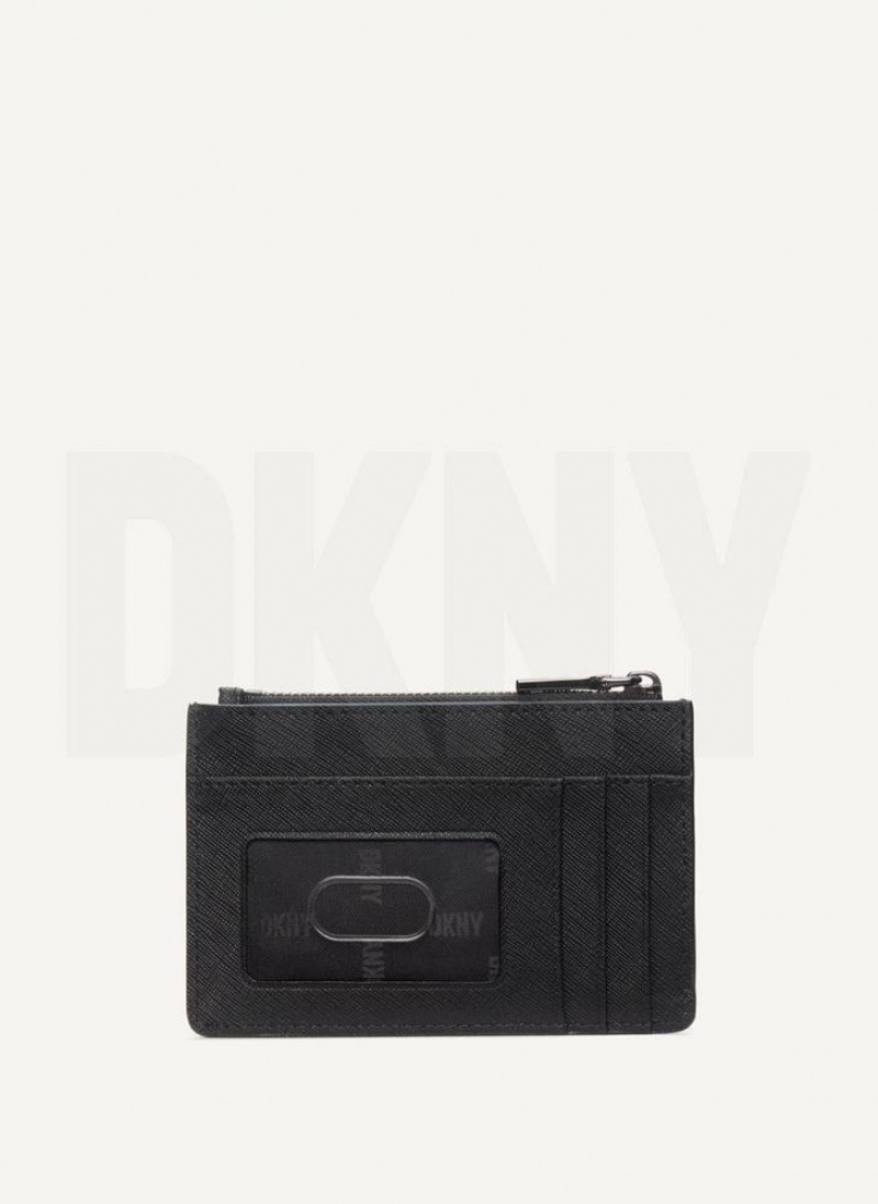 πορτοφολια DKNY Sidney Key Card Case γυναικεια μαυρα γκρι | Greece_D0614