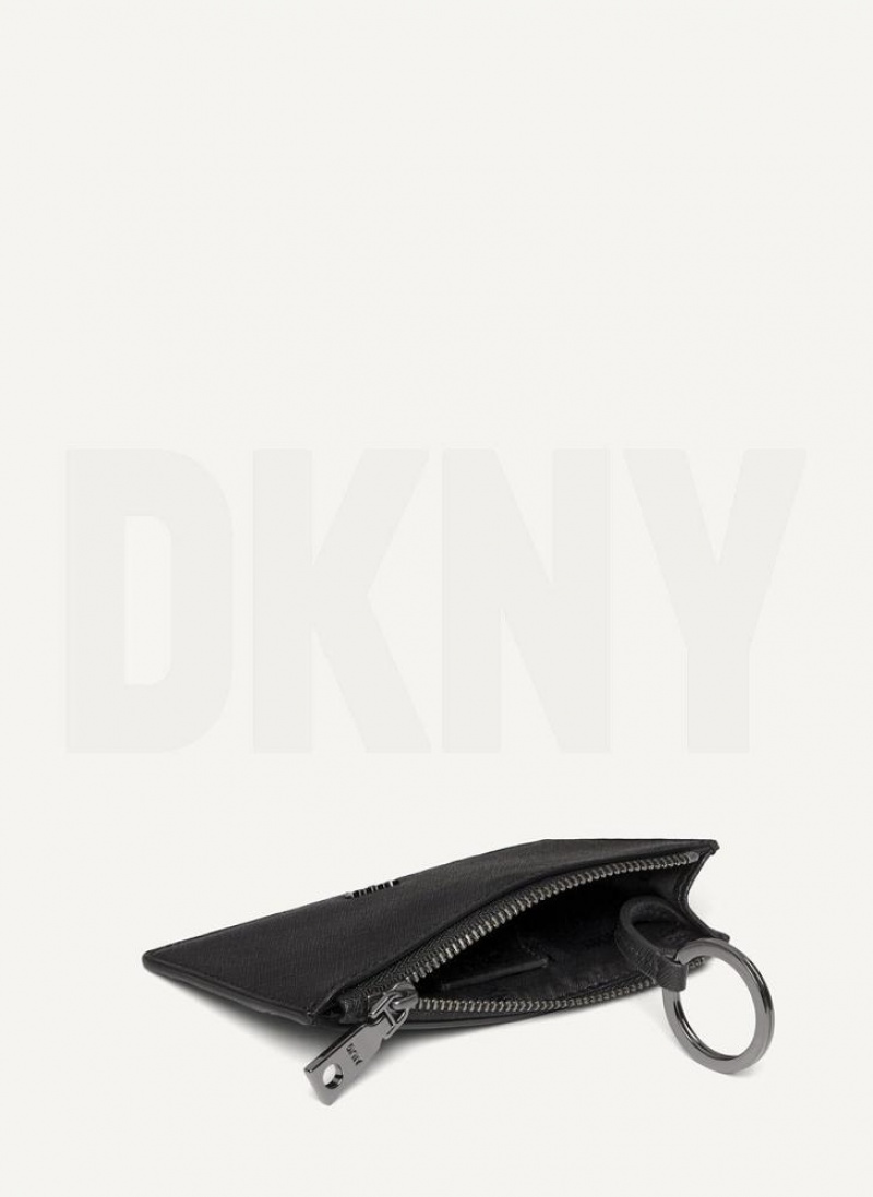 πορτοφολια DKNY Sidney Key Card Case γυναικεια μαυρα γκρι | Greece_D0614