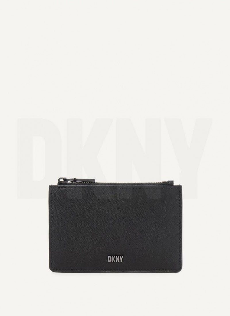 πορτοφολια DKNY Sidney Key Card Case γυναικεια μαυρα γκρι | Greece_D0614