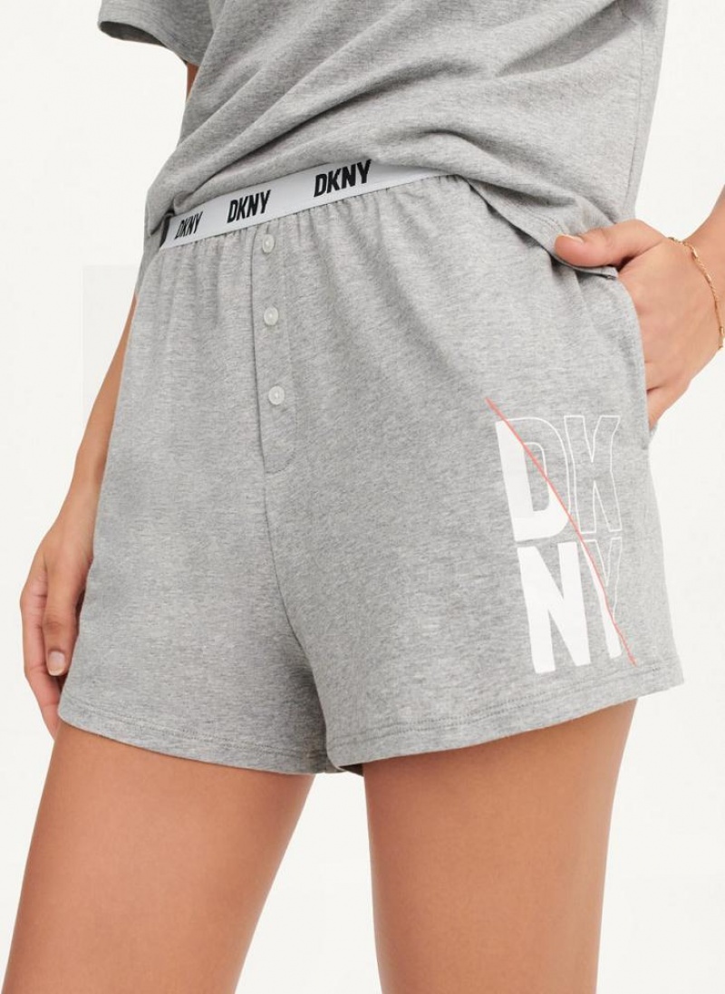 Πιζάμες DKNY Sleep Boxer γυναικεια γκρι | Greece_D0632