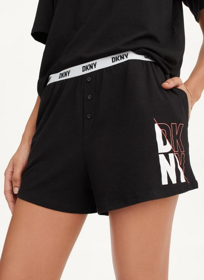 Πιζάμες DKNY Sleep Boxer γυναικεια μαυρα | Greece_D1467