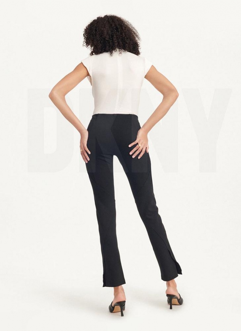 Παντελονι DKNY Slim Seamed With Side Slit γυναικεια μαυρα | Greece_D0678