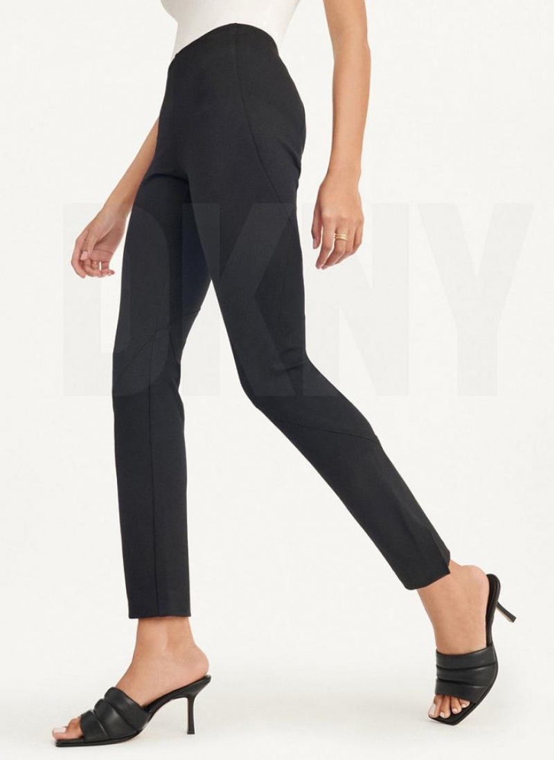 Παντελονι DKNY Slim Seamed With Side Slit γυναικεια μαυρα | Greece_D0678