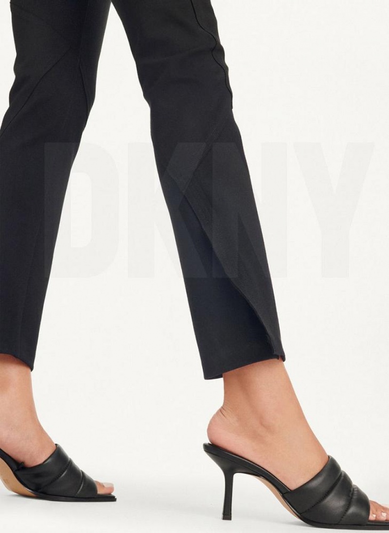 Παντελονι DKNY Slim Seamed With Side Slit γυναικεια μαυρα | Greece_D0678