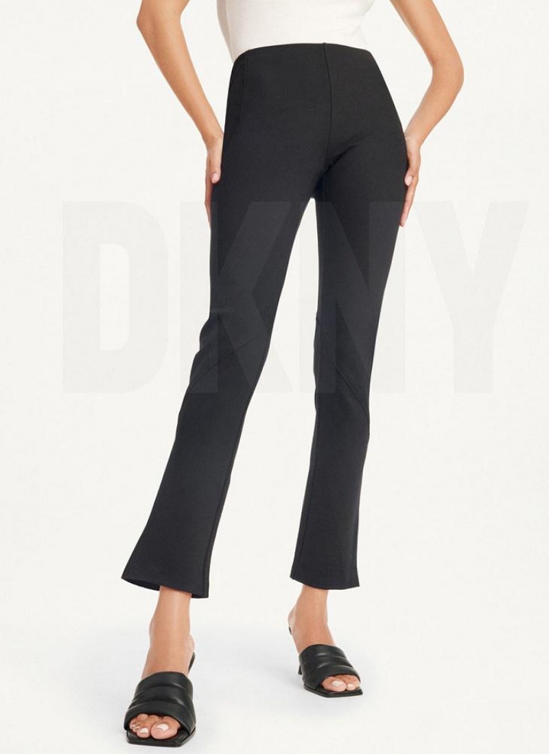 Παντελονι DKNY Slim Seamed With Side Slit γυναικεια μαυρα | Greece_D0678