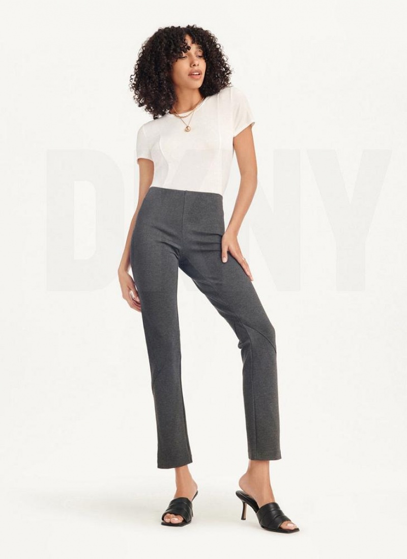 Παντελονι DKNY Slim Seamed With Side Slit γυναικεια γκρι | Greece_D1357