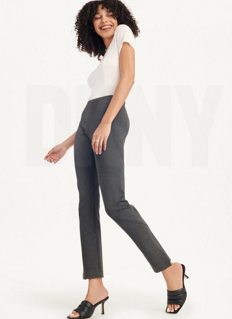 Παντελονι DKNY Slim Seamed With Side Slit γυναικεια γκρι | Greece_D1357