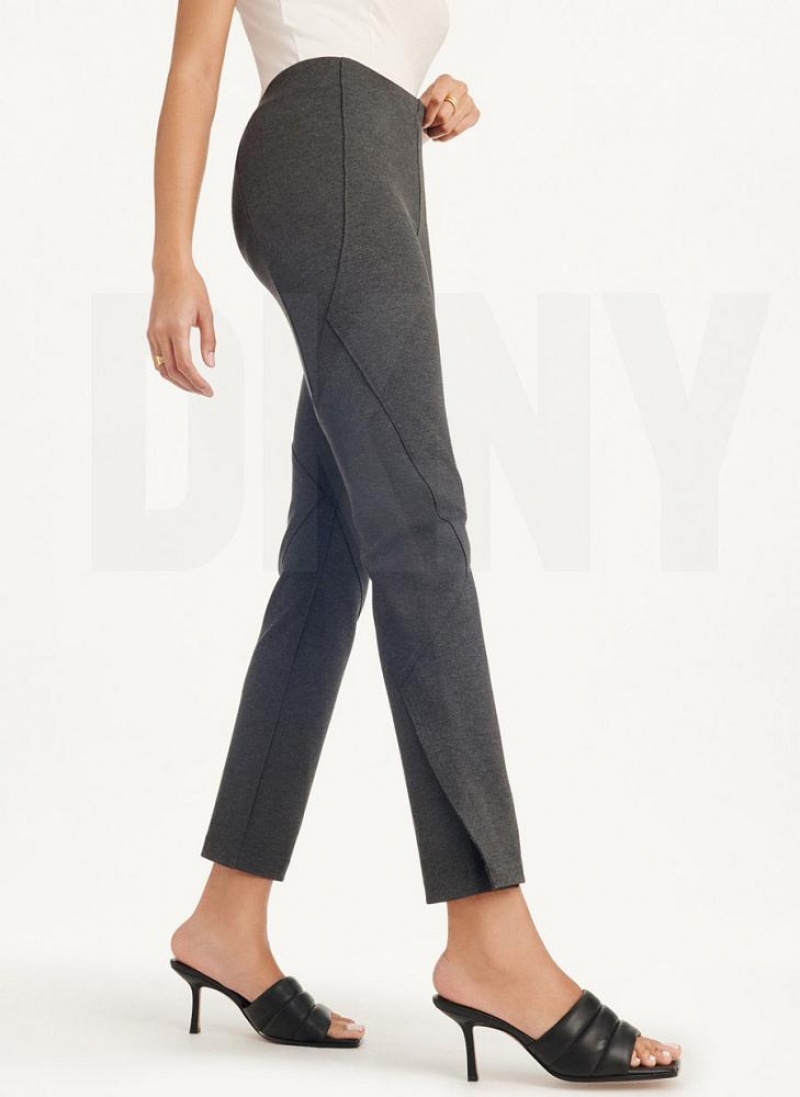 Παντελονι DKNY Slim Seamed With Side Slit γυναικεια γκρι | Greece_D1357