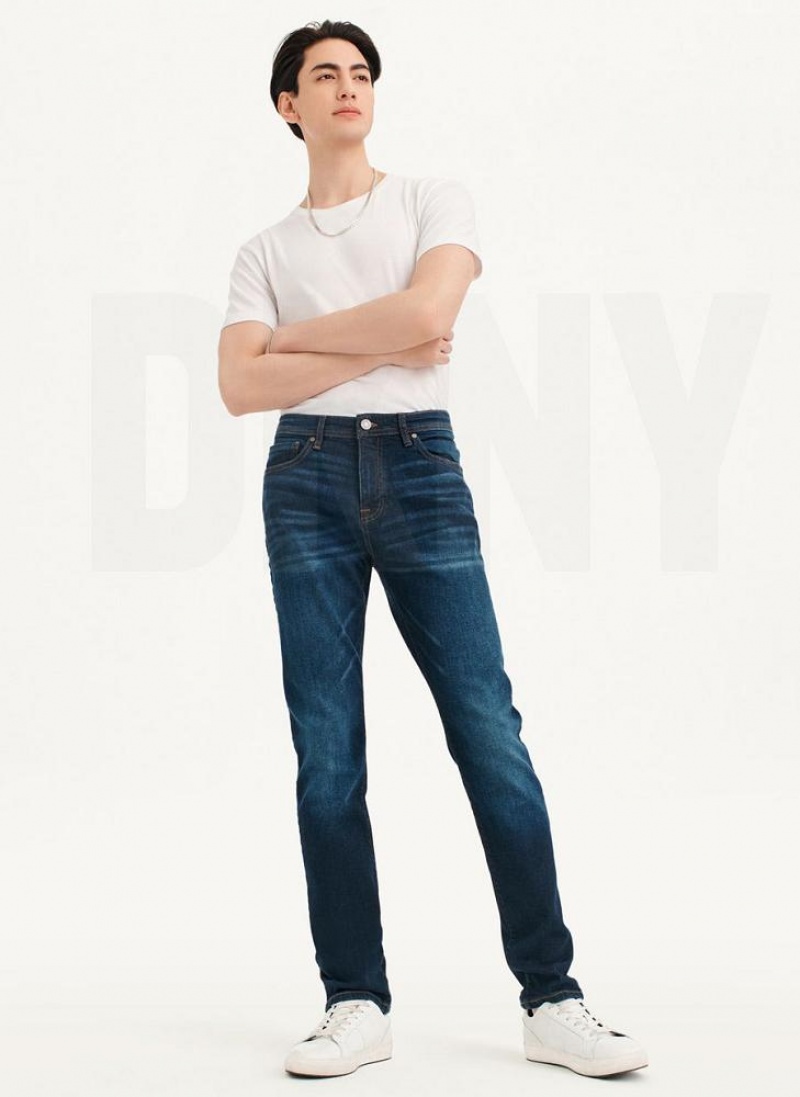 Τζιν DKNY Slim Ευθεία Dark Wash Denim ανδρικα σκούρο ανοιχτο μπλε | Greece_D0869