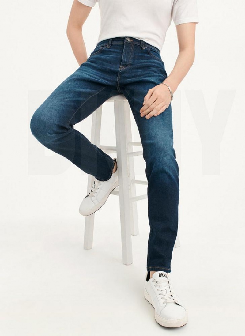 Τζιν DKNY Slim Ευθεία Dark Wash Denim ανδρικα σκούρο ανοιχτο μπλε | Greece_D0869