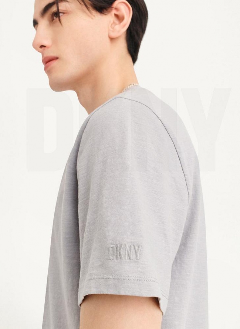 μπλουζακια DKNY Slub Jersey Henley ανδρικα γκρι | Greece_D0221