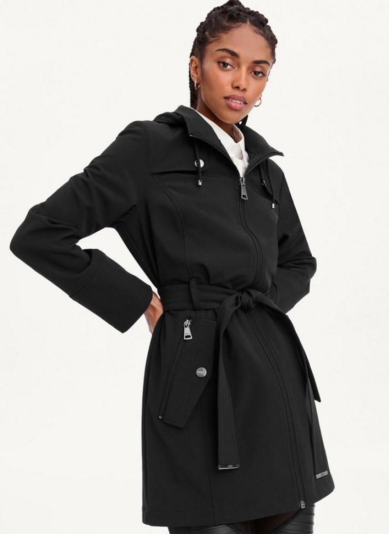 Μπουφαν DKNY Softshell Meshback With Belt γυναικεια μαυρα | Greece_D0567