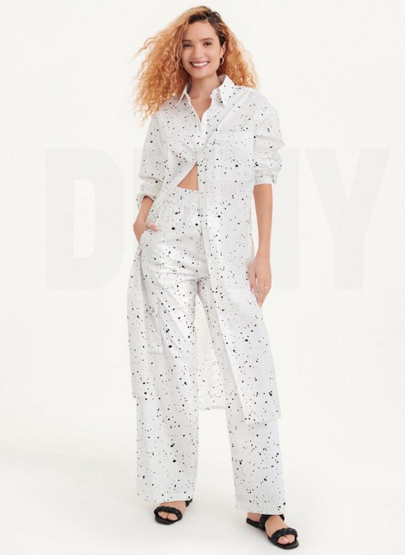 Παντελονι DKNY Splatter Print γυναικεια ασπρα Πολύχρωμο | Greece_D0167