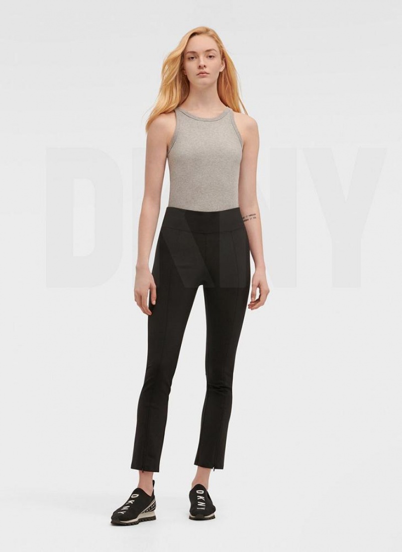 Κολαν DKNY Split Seam Compression With Zippers γυναικεια μαυρα | Greece_D0963