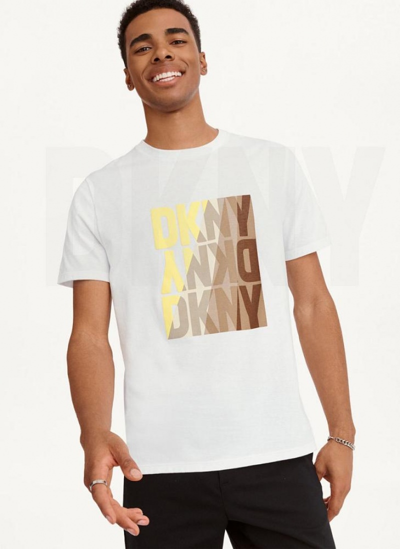 μπλουζακια DKNY Spotlight Logo ανδρικα ασπρα | Greece_D1630