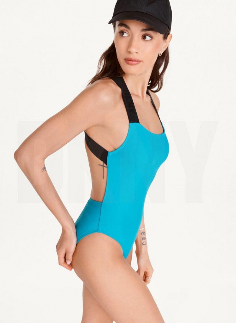 Μαγιό DKNY Square Neck One-Piece γυναικεια μπλε | Greece_D0122