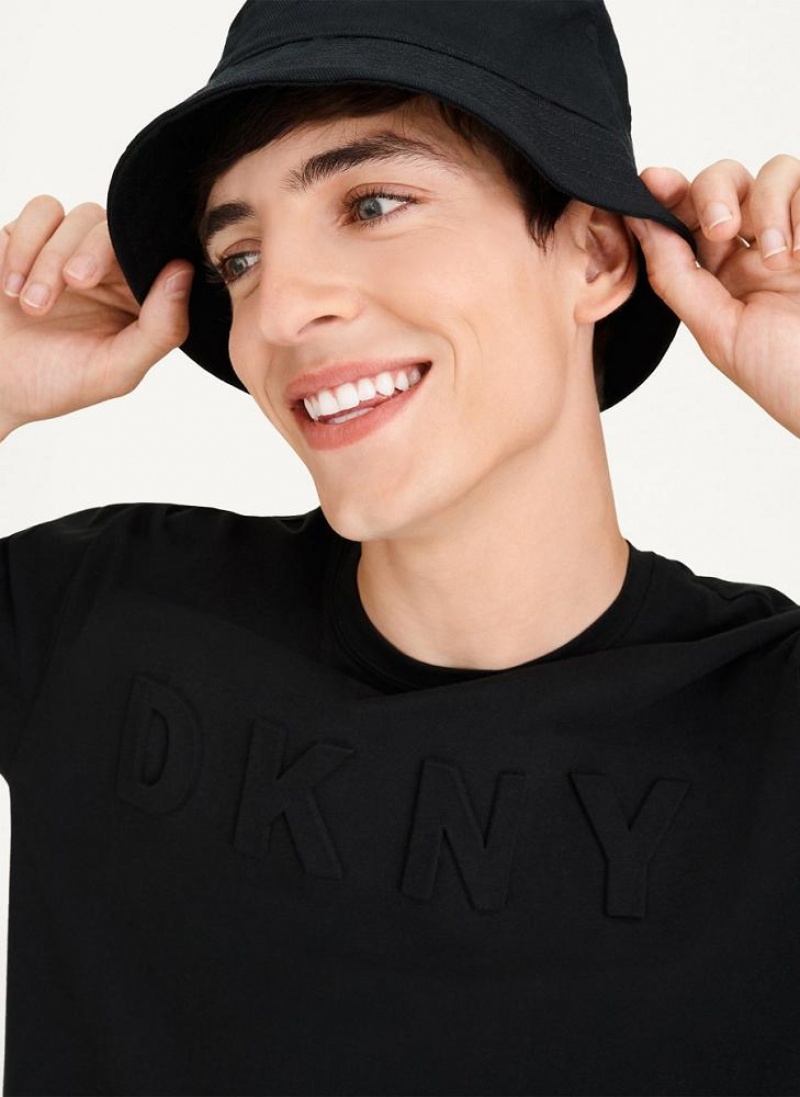 μπλουζακια DKNY Stamped Logo ανδρικα μαυρα | Greece_D0491