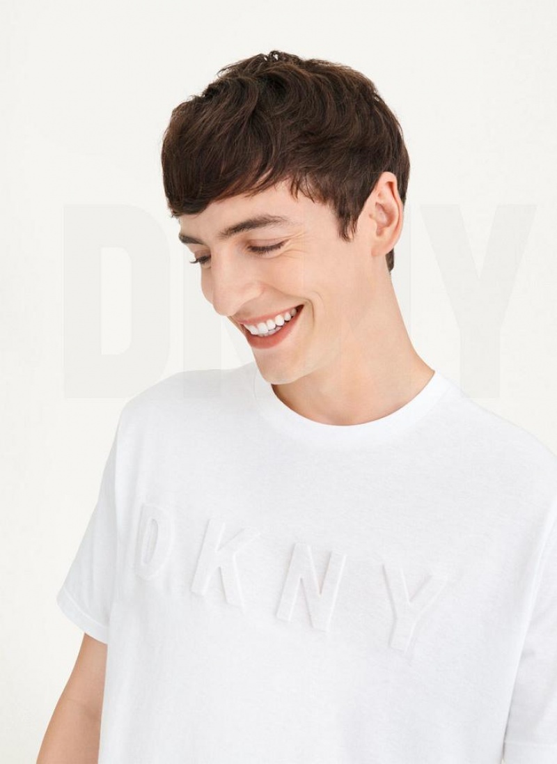 μπλουζακια DKNY Stamped Logo ανδρικα ασπρα | Greece_D0686