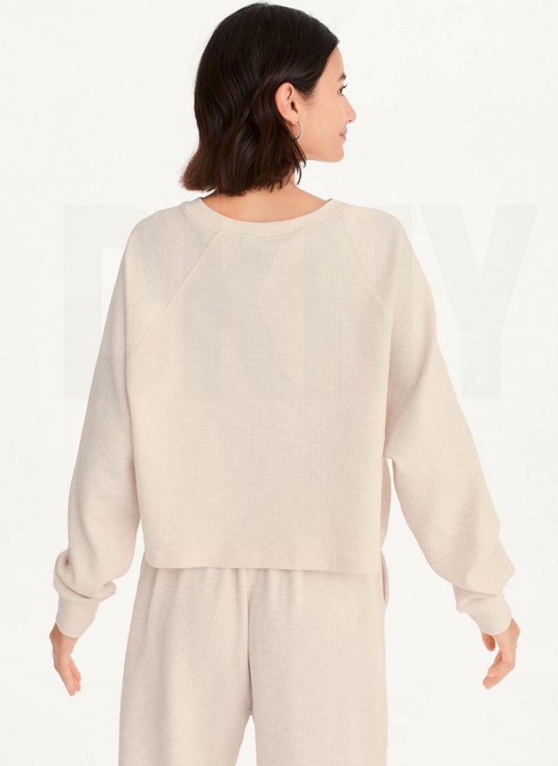 Φούτερ DKNY Tech Slub Cropped Pullover γυναικεια καφε | Greece_D1939