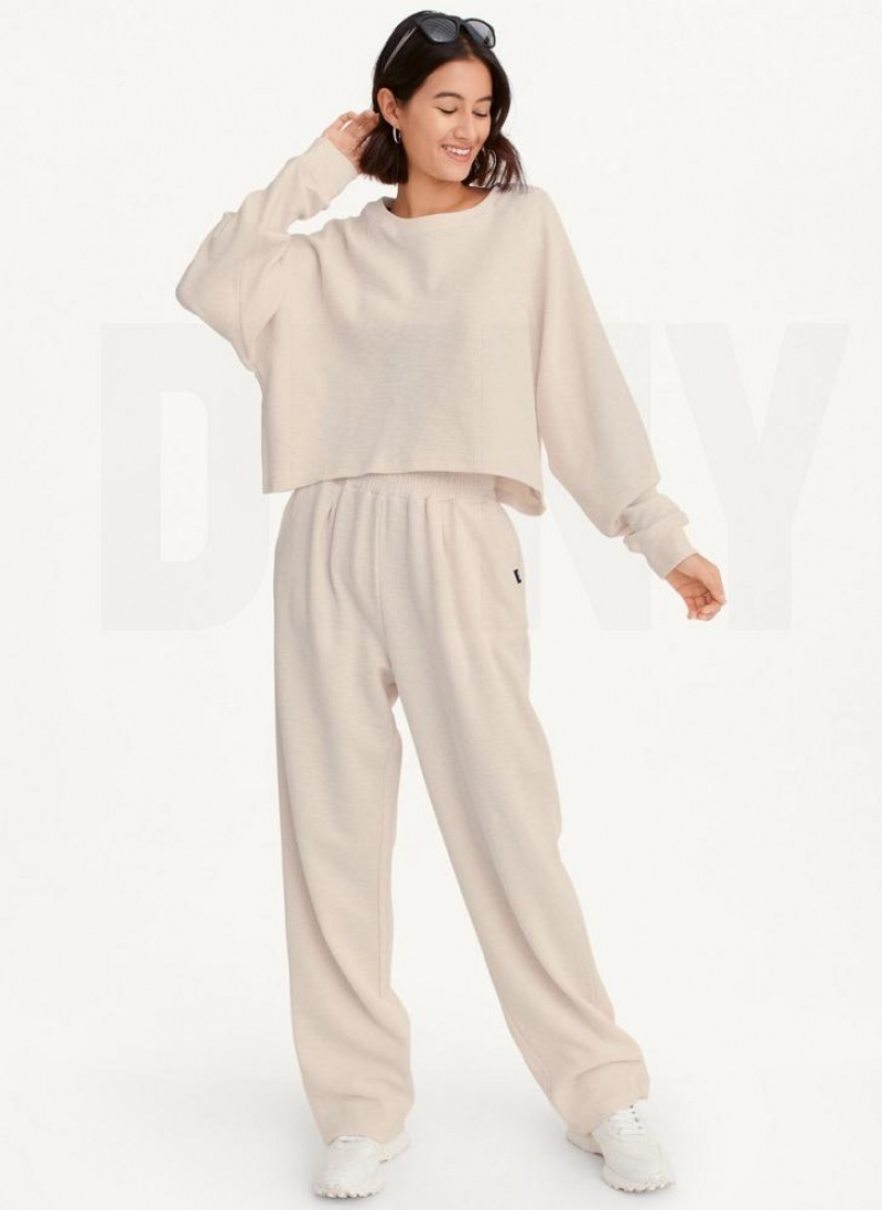 Φούτερ DKNY Tech Slub Cropped Pullover γυναικεια καφε | Greece_D1939