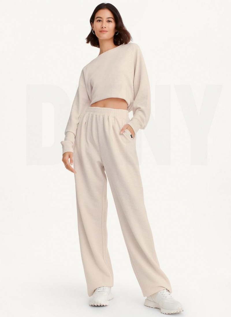 Παντελονι DKNY Tech Slub Relaxed With Pockets γυναικεια καφε | Greece_D1653