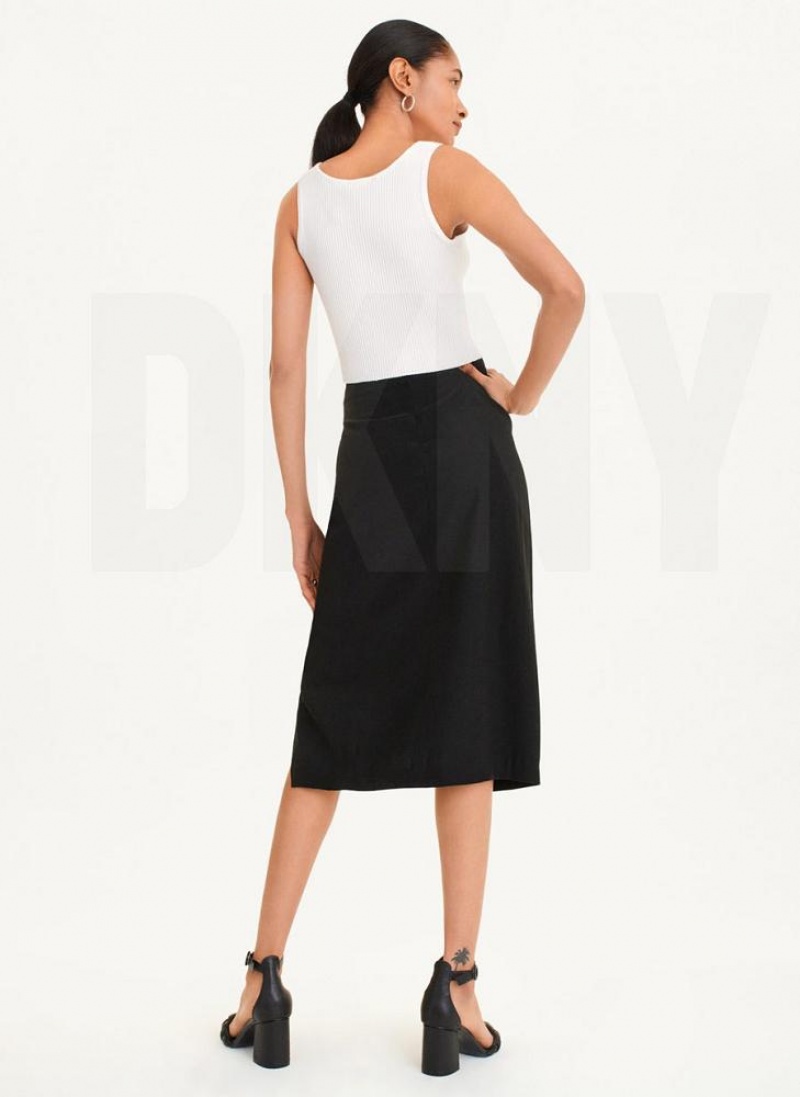 φουστεσ DKNY Tie Front Midi γυναικεια μαυρα | Greece_D0306