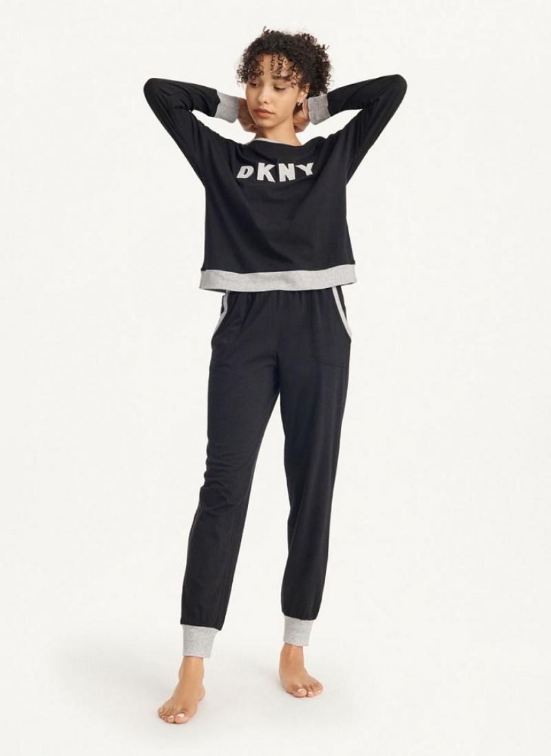 Πιζάμες DKNY Top And Jogger Sleep Set γυναικεια μαυρα | Greece_D0535