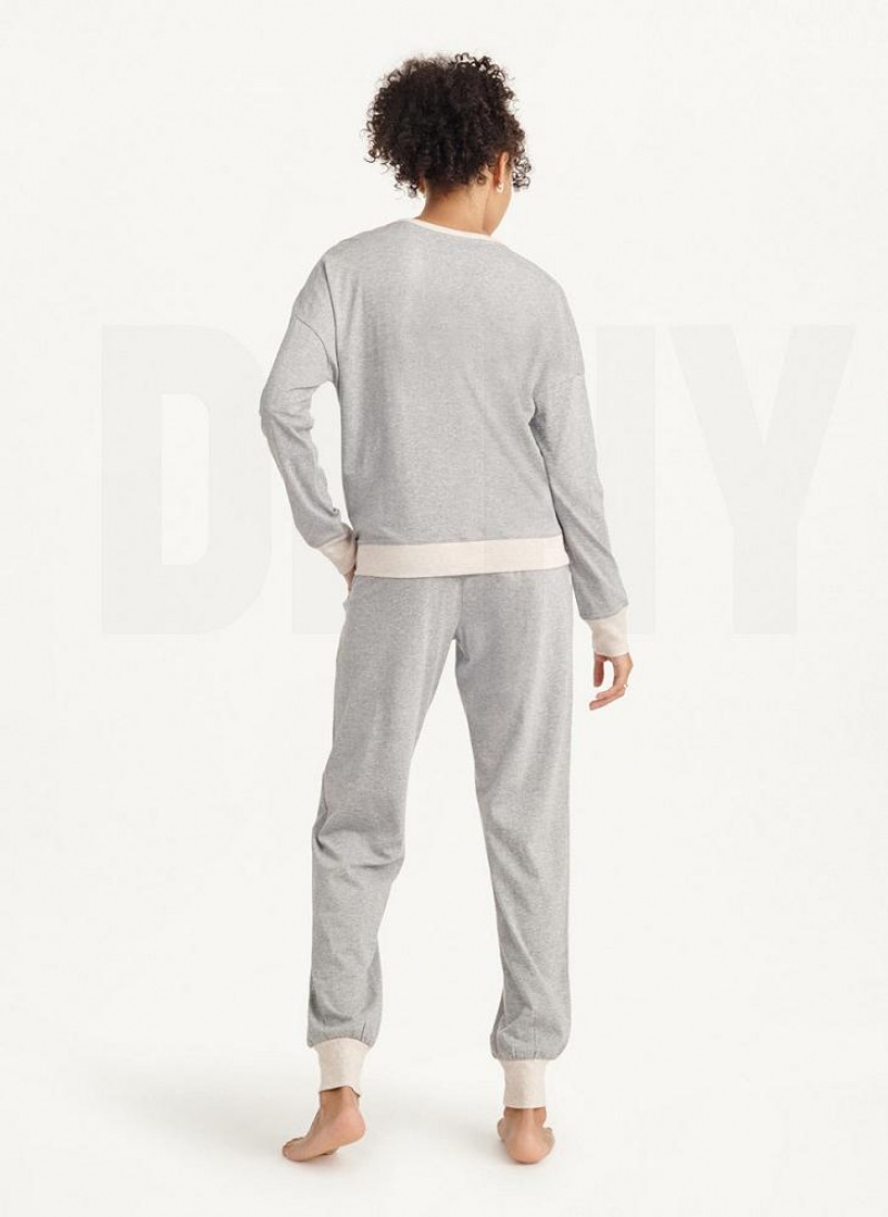 Πιζάμες DKNY Top And Jogger Sleep Set γυναικεια γκρι | Greece_D0159