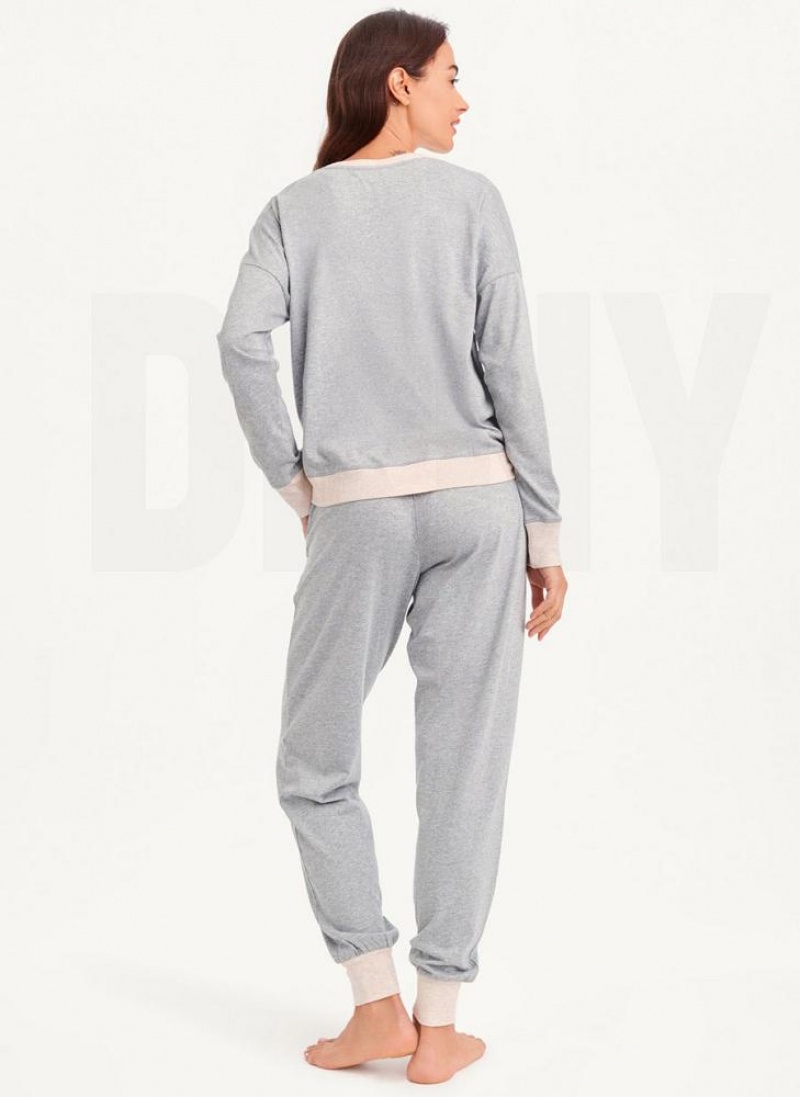 Πιζάμες DKNY Top And Jogger Sleep Set γυναικεια γκρι | Greece_D0159