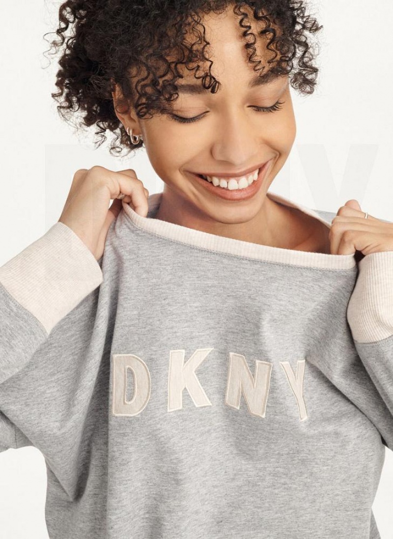 Πιζάμες DKNY Top And Jogger Sleep Set γυναικεια γκρι | Greece_D0159