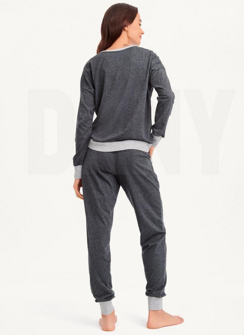 Πιζάμες DKNY Top And Jogger Sleep Set γυναικεια γκρι | Greece_D1363