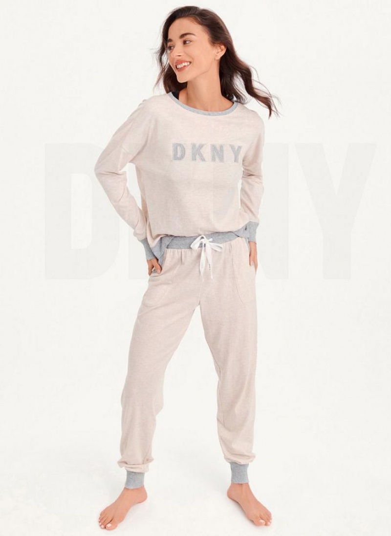 Πιζάμες DKNY Top And Jogger Sleep Set γυναικεια ροζ | Greece_D1561