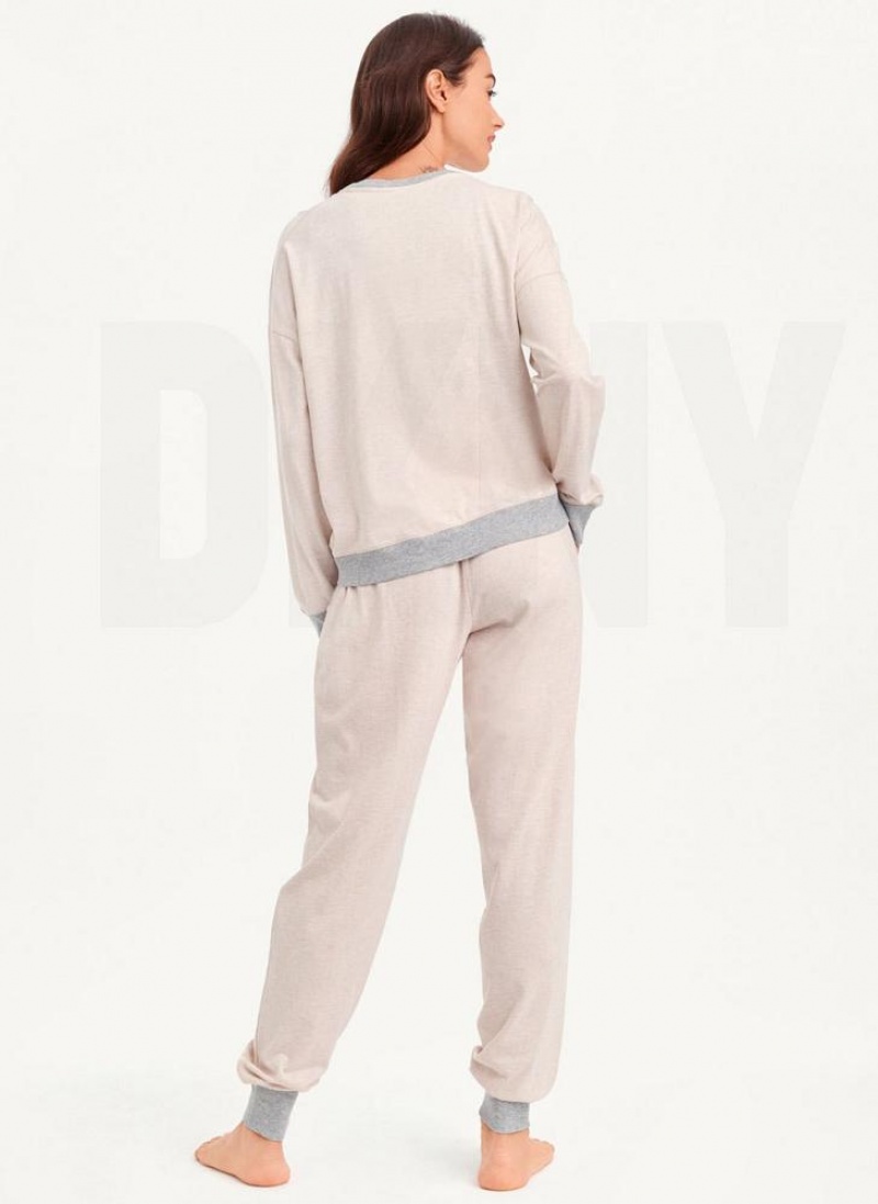 Πιζάμες DKNY Top And Jogger Sleep Set γυναικεια ροζ | Greece_D1561