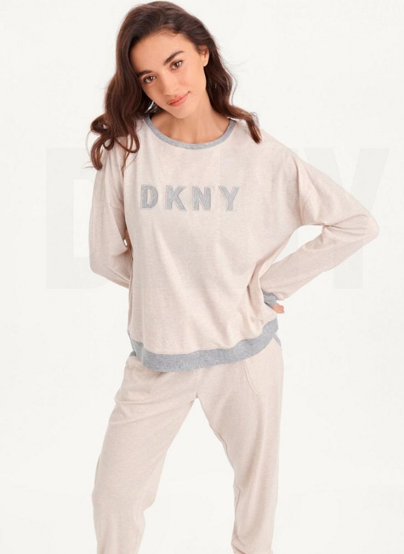 Πιζάμες DKNY Top And Jogger Sleep Set γυναικεια ροζ | Greece_D1561