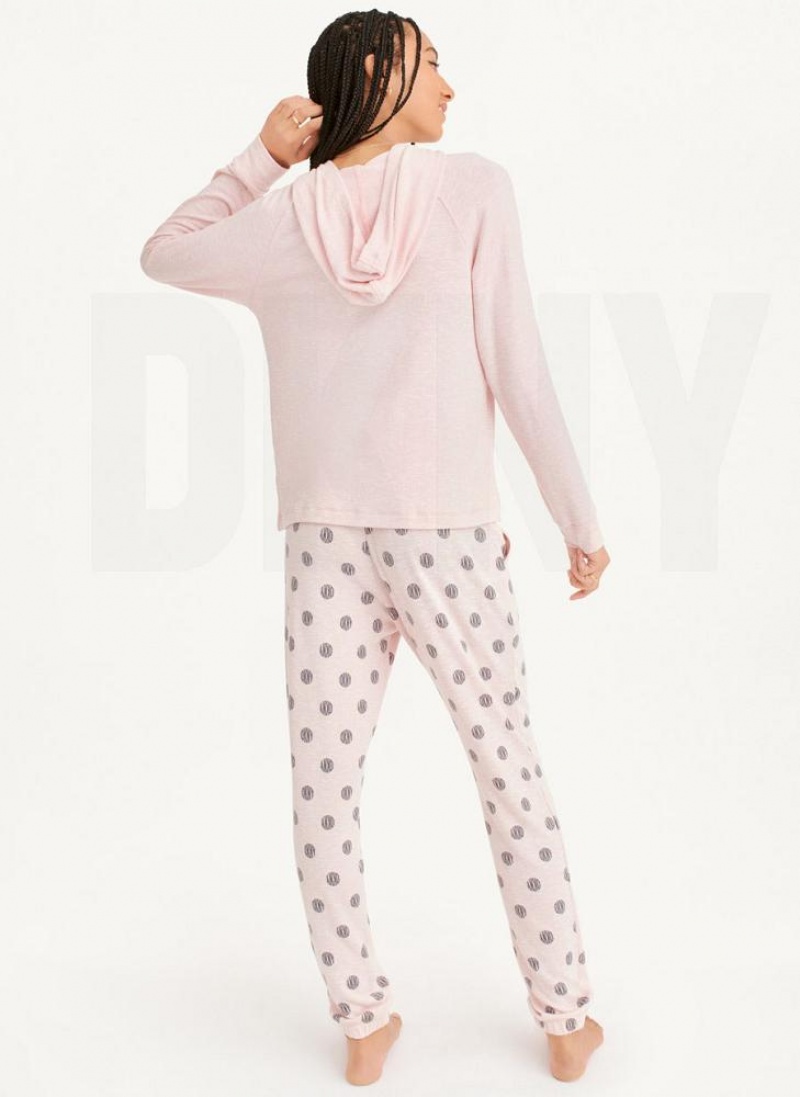 Πιζάμες DKNY Top And Jogger Sleep Set γυναικεια ροζ | Greece_D1791