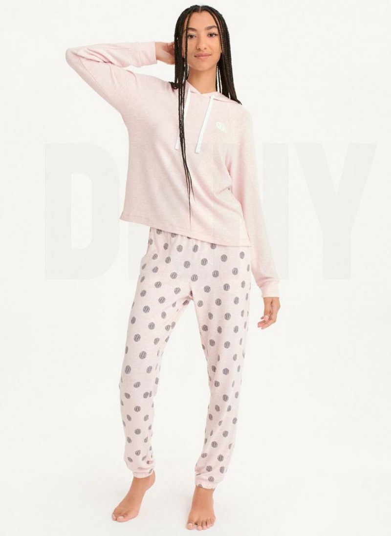 Πιζάμες DKNY Top And Jogger Sleep Set γυναικεια ροζ | Greece_D1791