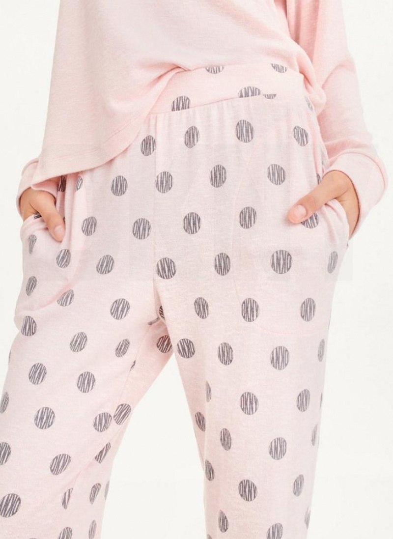 Πιζάμες DKNY Top And Jogger Sleep Set γυναικεια ροζ | Greece_D1791