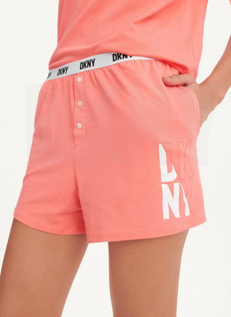 Πιζάμες DKNY Top & Boxer Sleep Set γυναικεια ροζ | Greece_D1753