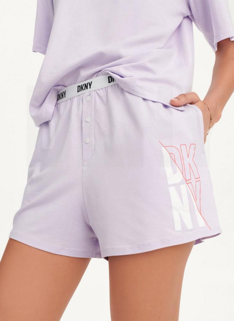 Πιζάμες DKNY Top & Boxer Sleep Set γυναικεια μωβ | Greece_D1810