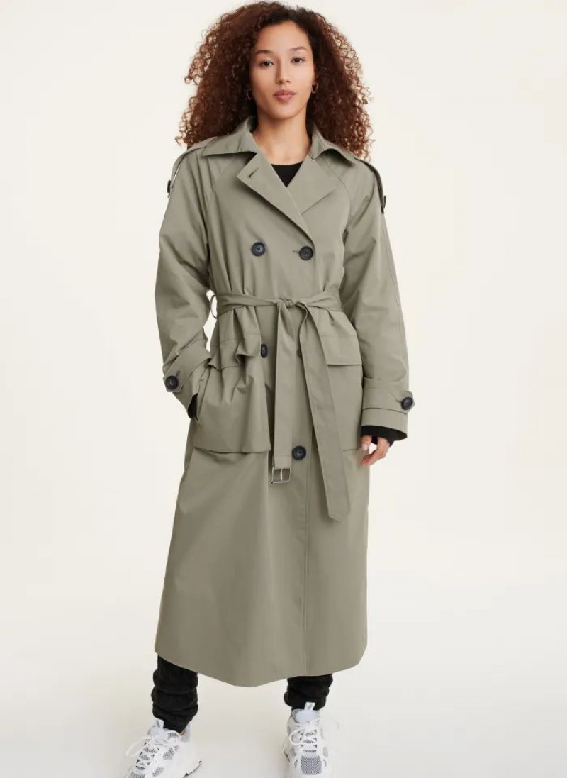 παλτό DKNY Trench γυναικεια Ελιά | Greece_D1333