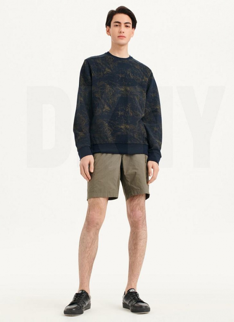 Φούτερ DKNY Tropical Knit Mixed Media Crewneck ανδρικα σκουρο μπλε | Greece_D0337