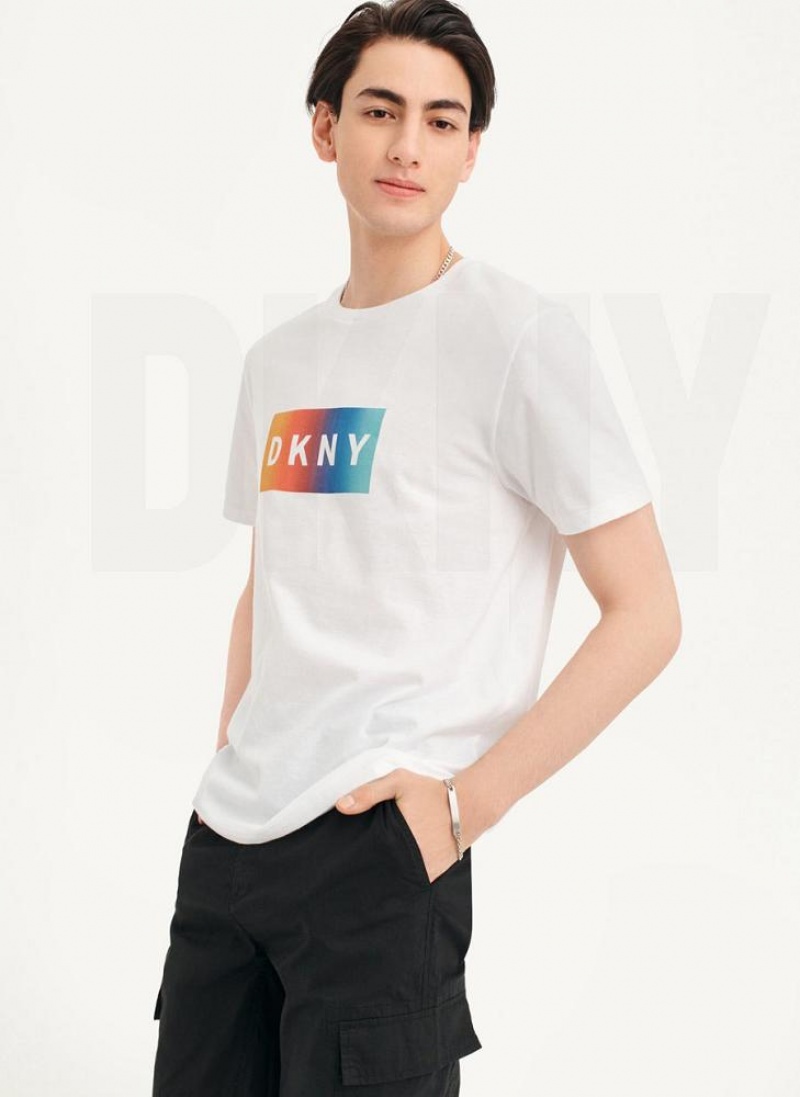 μπλουζακια DKNY Tropical Ombre ανδρικα ασπρα | Greece_D1580