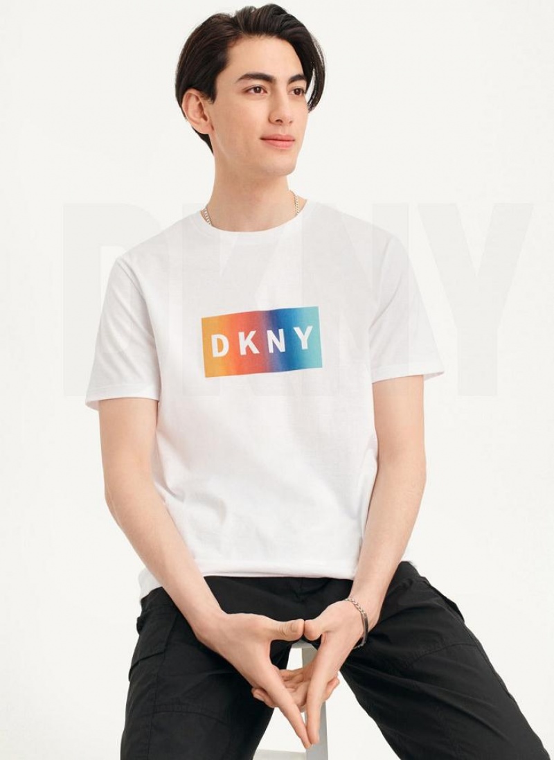 μπλουζακια DKNY Tropical Ombre ανδρικα ασπρα | Greece_D1580