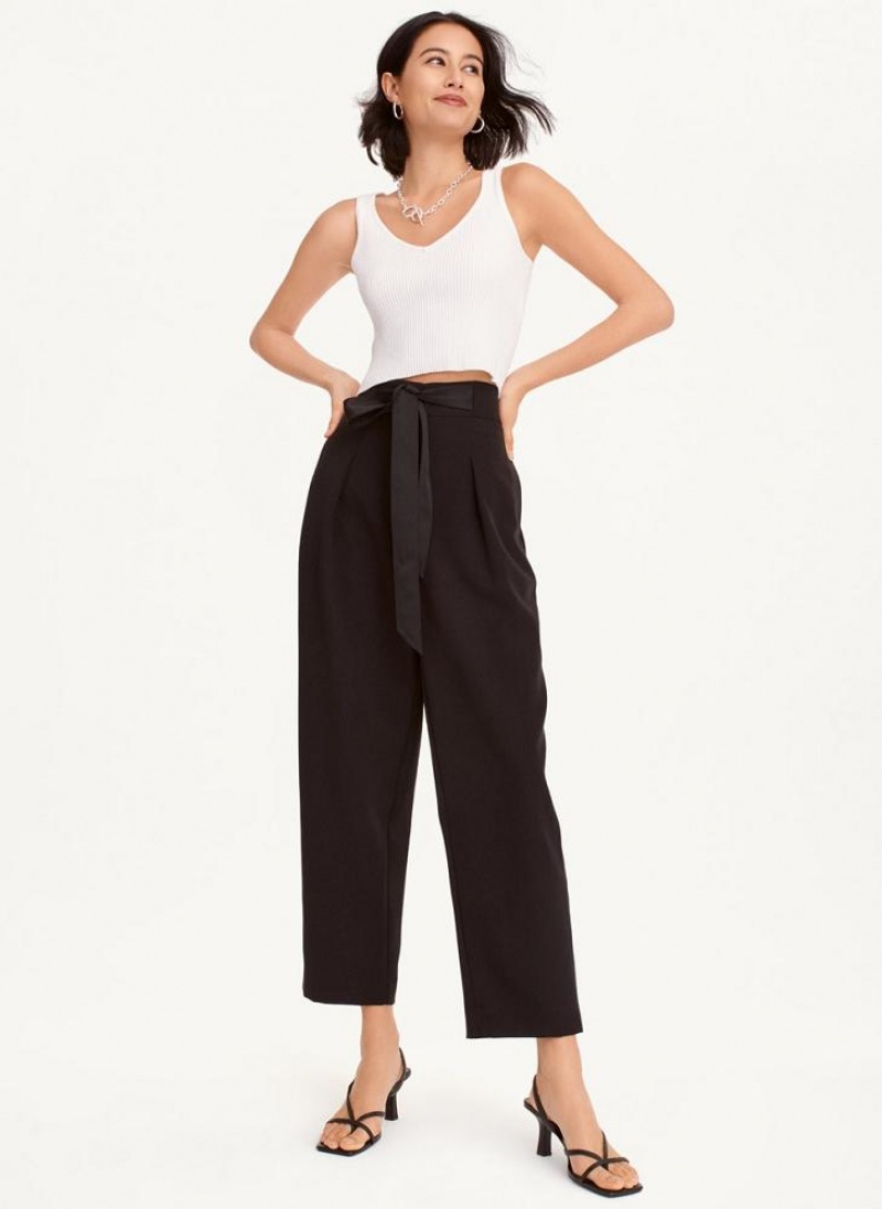 Παντελονι DKNY Twill Cropped γυναικεια μαυρα | Greece_D1491